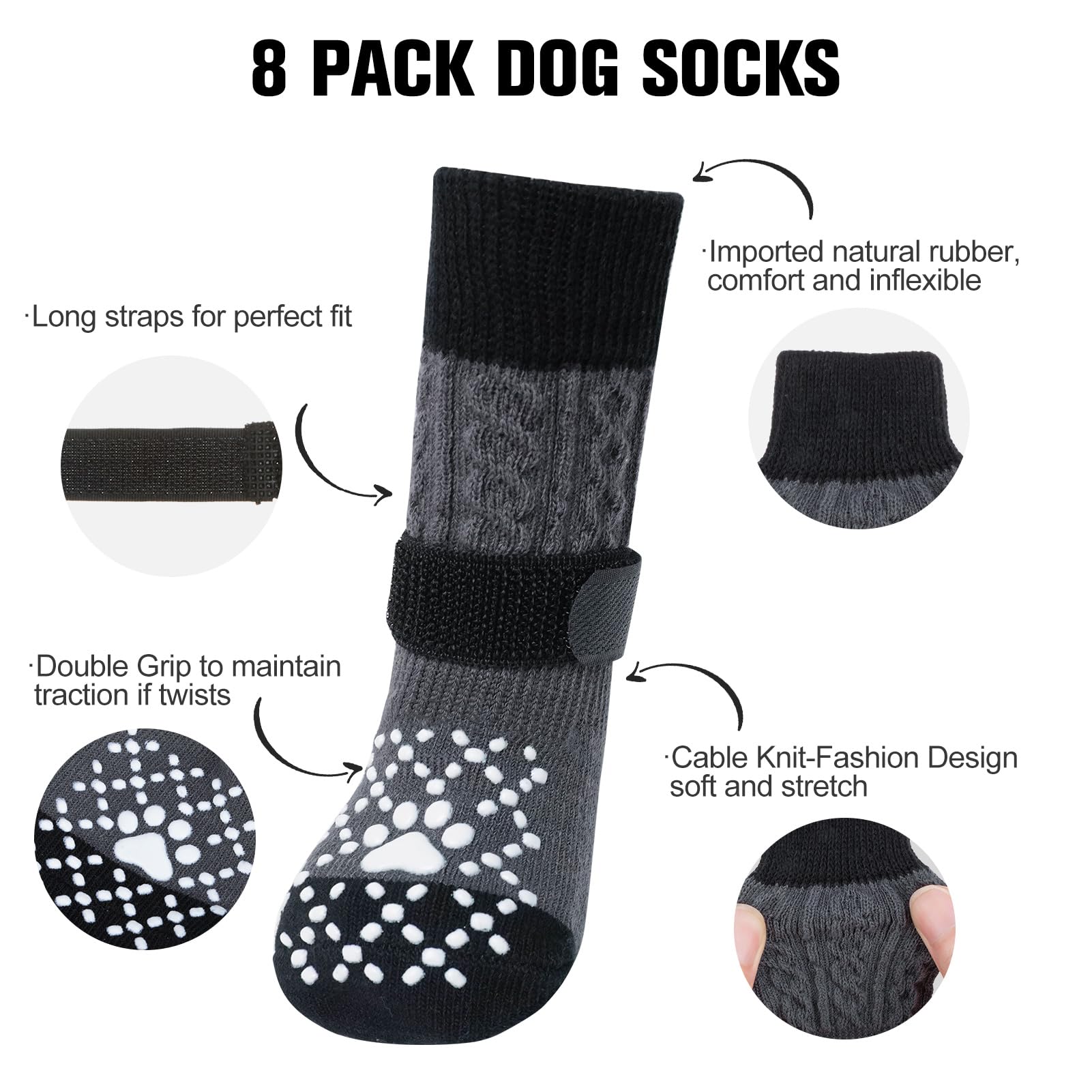 BEAUTYZOO non-slip dog socks on paw demonstrate easy-to-wear design and comfort.