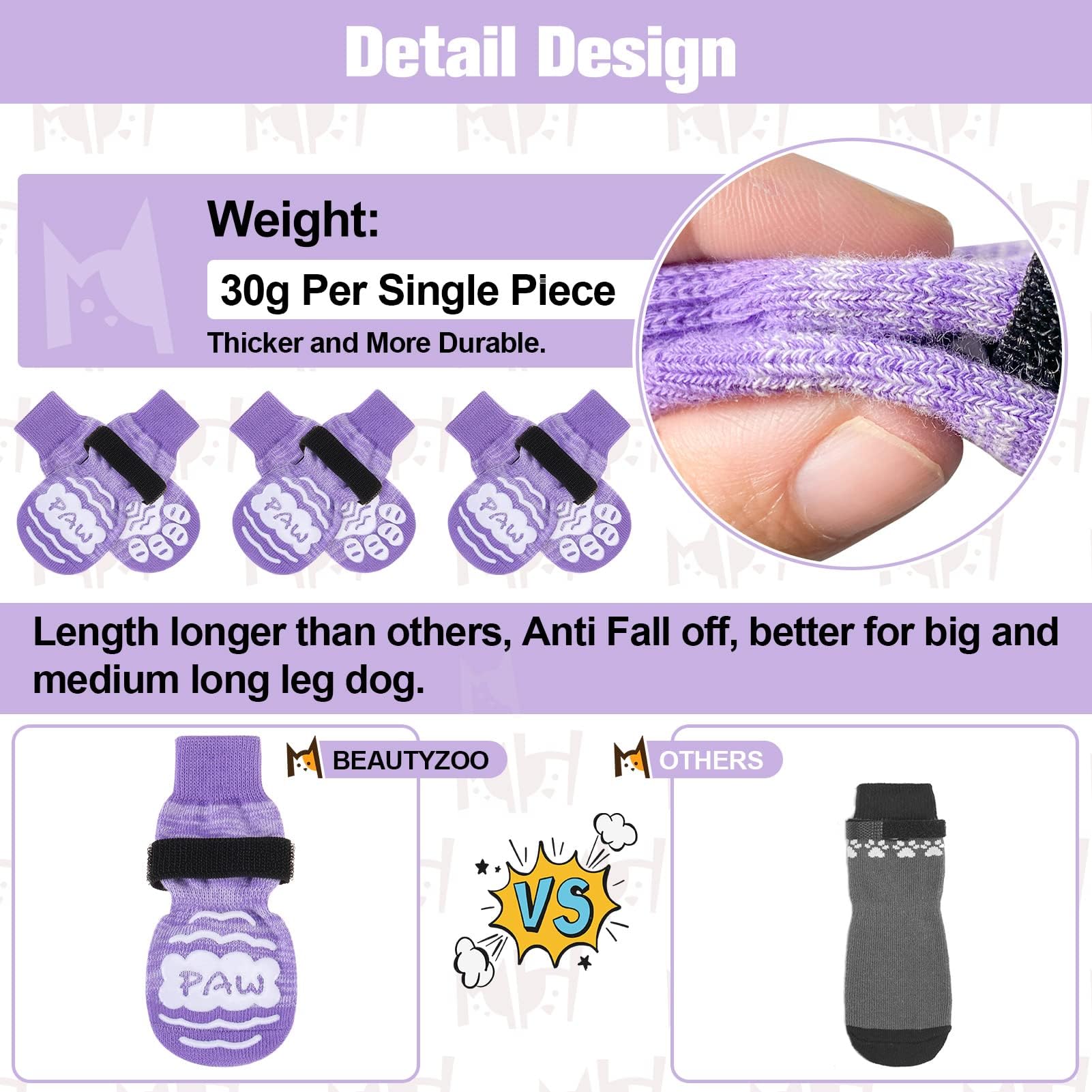 BEAUTYZOO paw socks size large ready for secure fitting and comfort