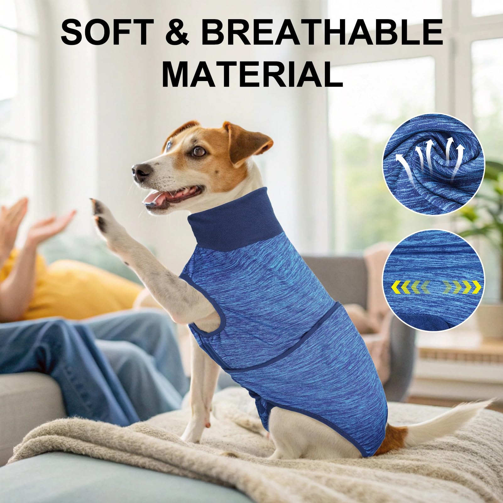 Beautyzoo Recovery Suit blue back view enables comfortable mobility during recovery