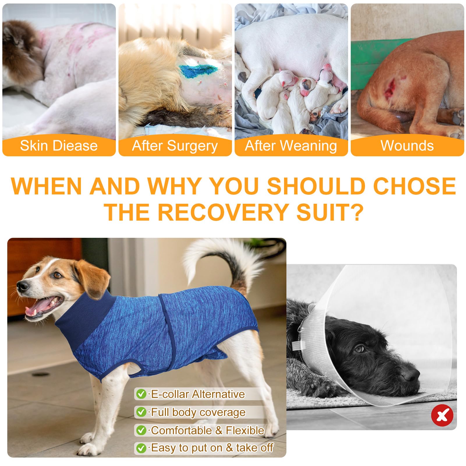 Beautyzoo Recovery Suit blue front view provides full-coverage wound protection