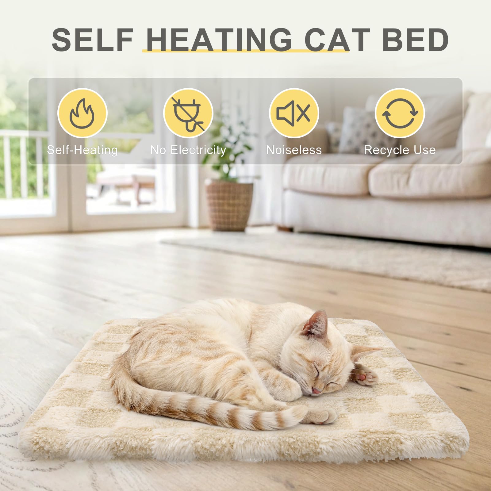 BEAUTYZOO self-warming cat bed indoor outdoor use for travel and home.