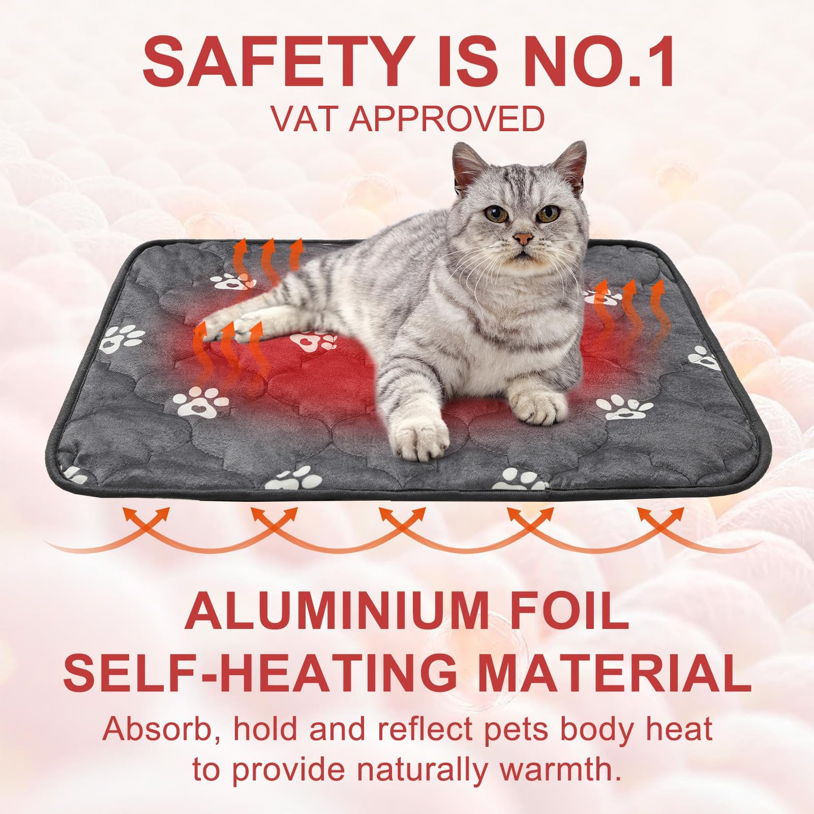 BEAUTYZOO self-warming cat bed pad soft surface for cozy sleep