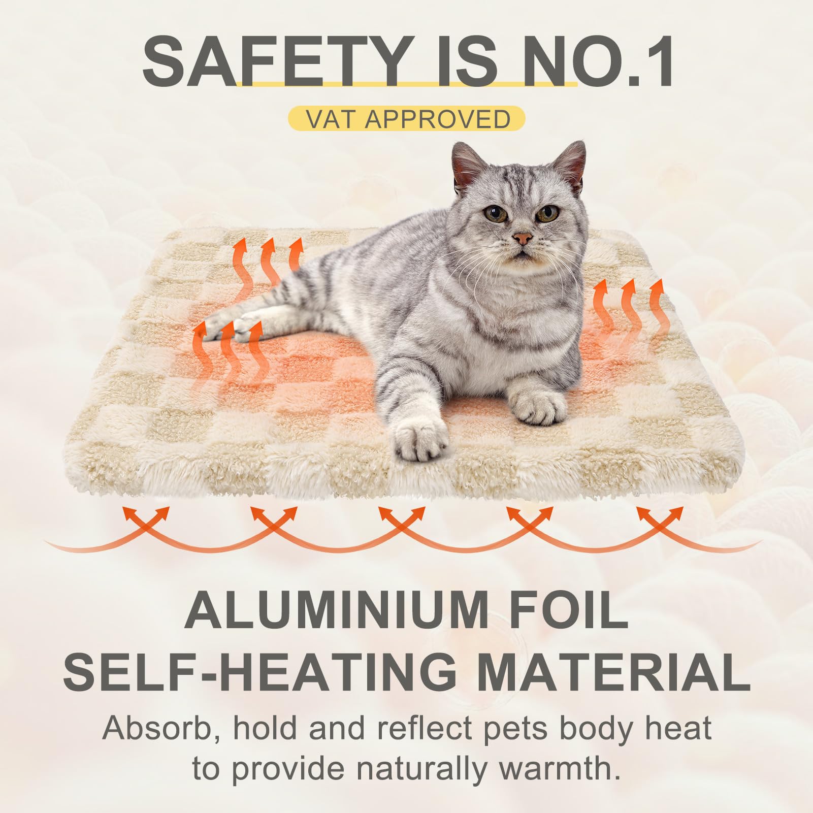 BEAUTYZOO self-warming cat bed soft-fluffy surface for cozy naps.