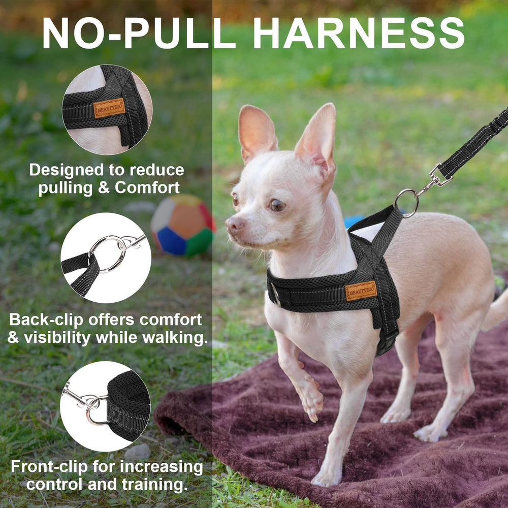 BEAUTYZOO small dog harness back view showing even pressure distribution.