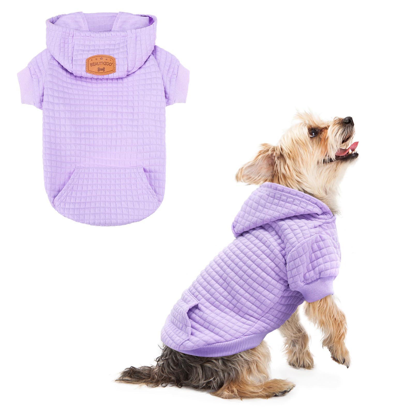 Beautyzoo small dog hoodie pockets black for on-the-go snacks and warmth