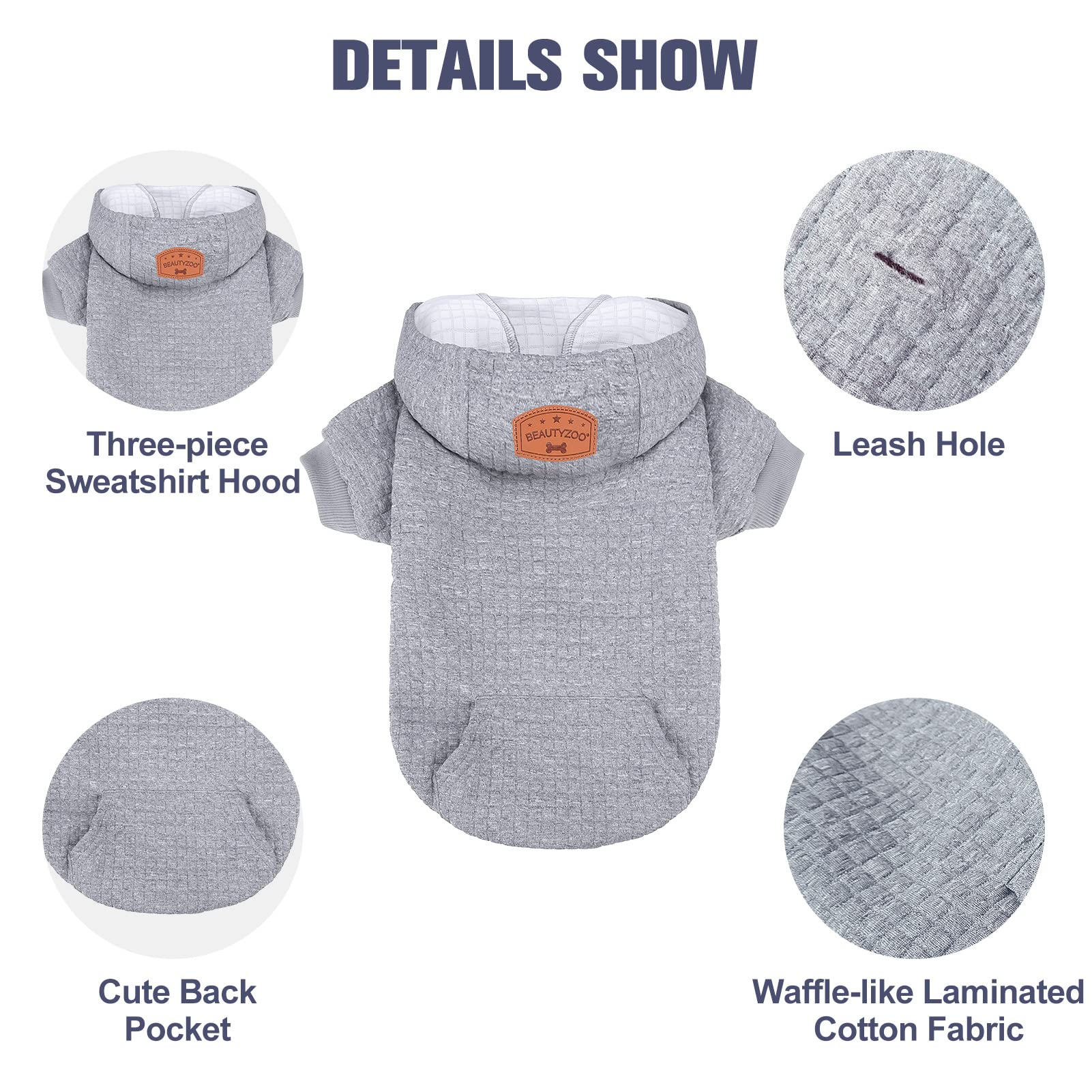 BEAUTYZOO hoodie leash hole detail for easy daily attachment