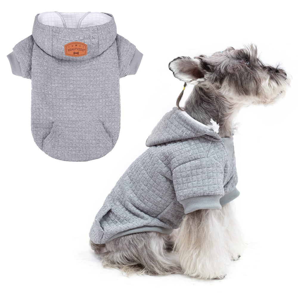 BEAUTYZOO small dog hoodie with pockets for treats and toys.