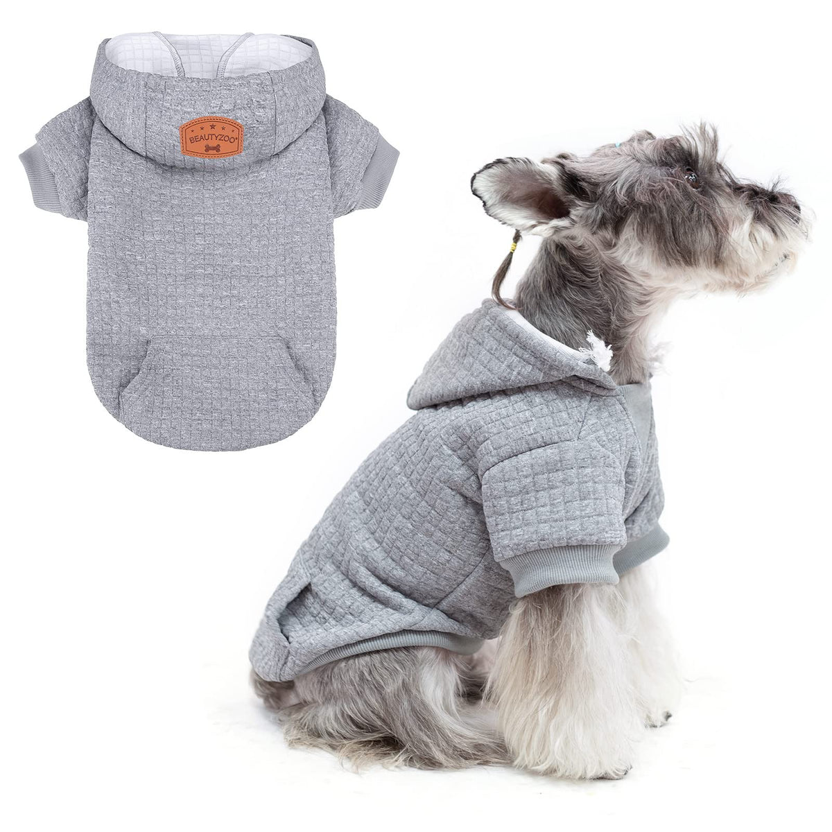 BEAUTYZOO small dog hoodie with pockets for treats and toys.