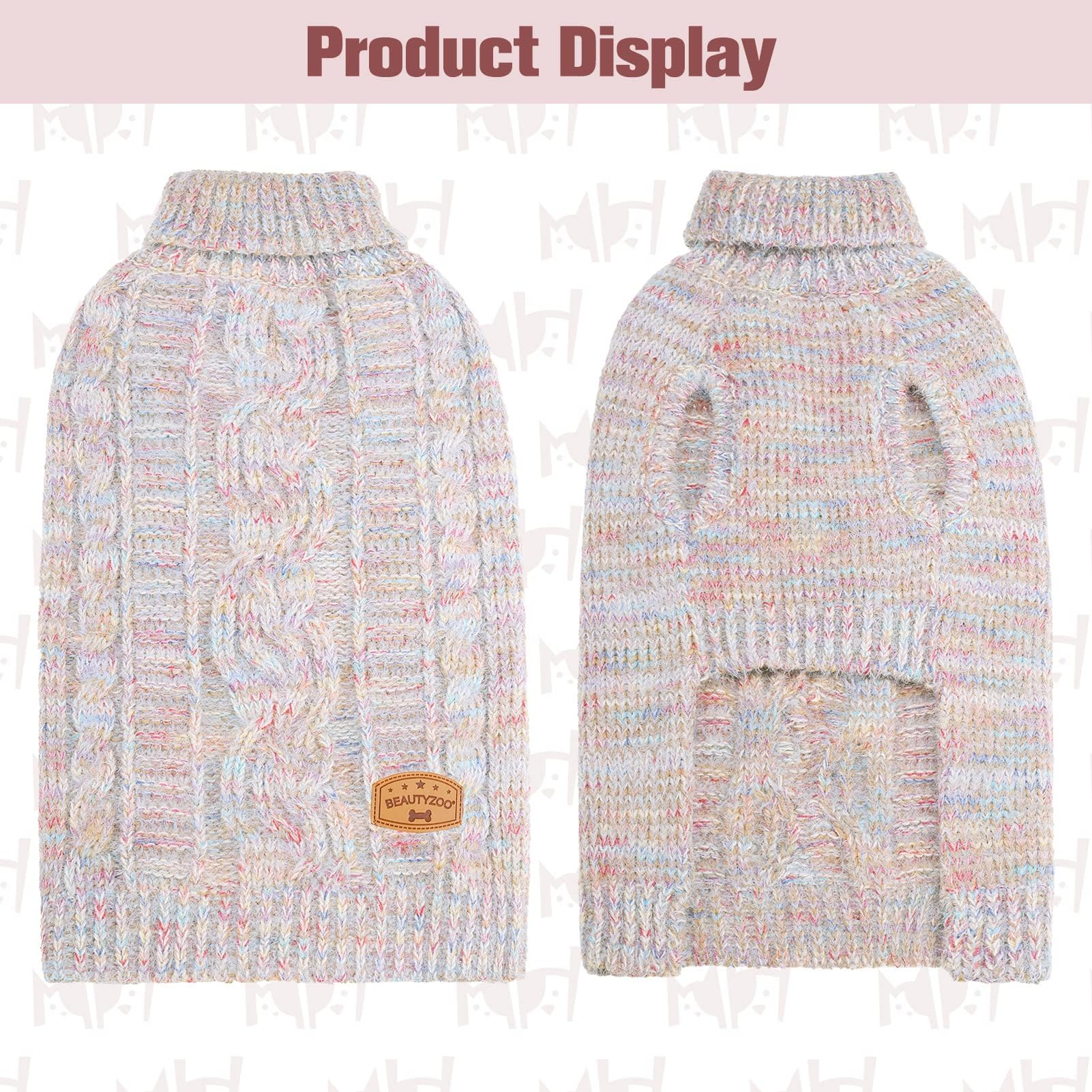 BEAUTYZOO Small Dog Sweater back detail highlights leash hole for outdoor sessions