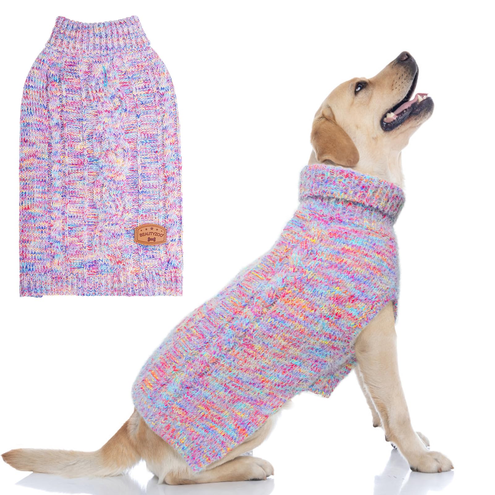 BEAUTYZOO Small Dog Sweater turtleneck pullover provides gentle warmth for chilly walks