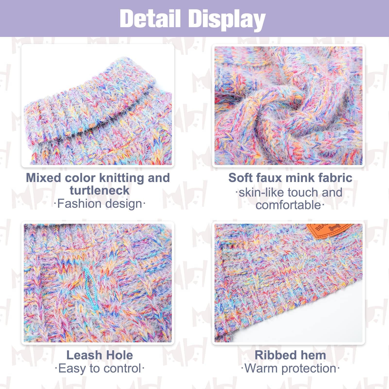 BEAUTYZOO Small Dog Sweater sleeveless turtleneck design eases on/off and bathroom breaks