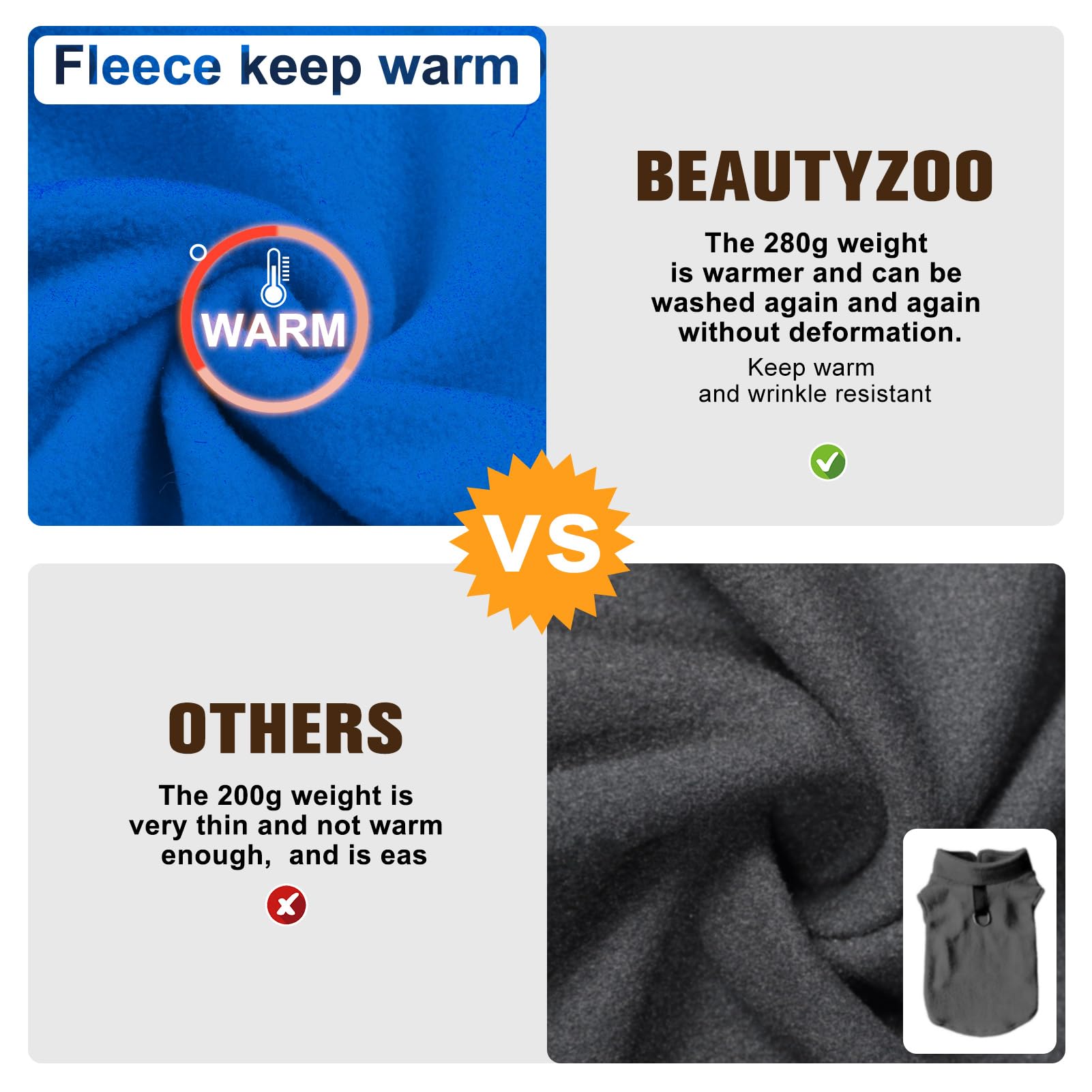 BEAUTYZOO tallas XS-XL para ajuste cómodo en perros pequeños y medianos.