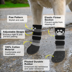 BEAUTYZOO waterproof dog boots on snowy ground keep paws dry and comfortable.