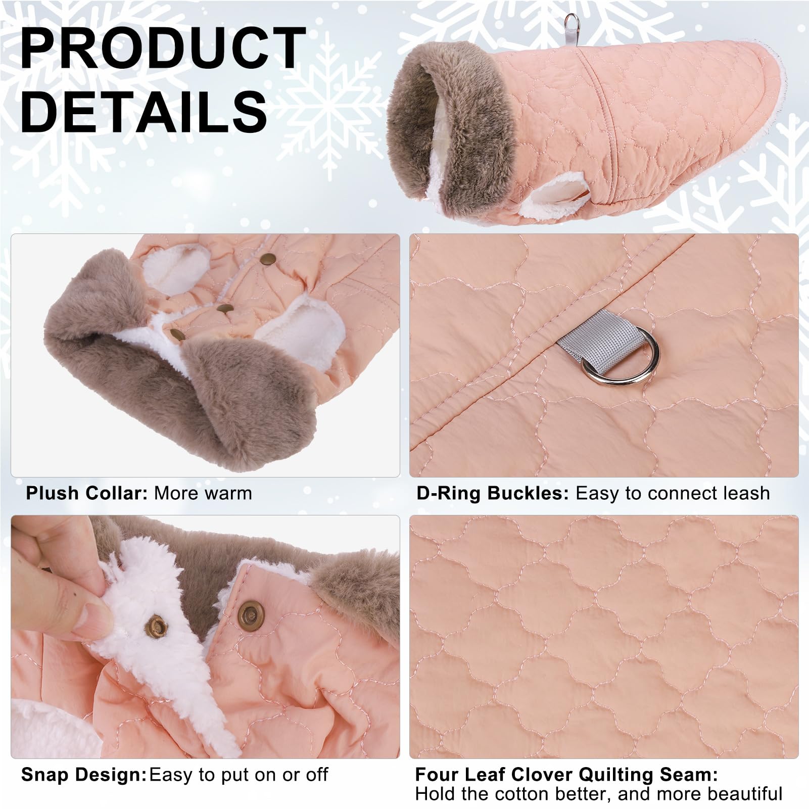 BEAUTYZOO back D-ring supports harness compatibility during winter walks