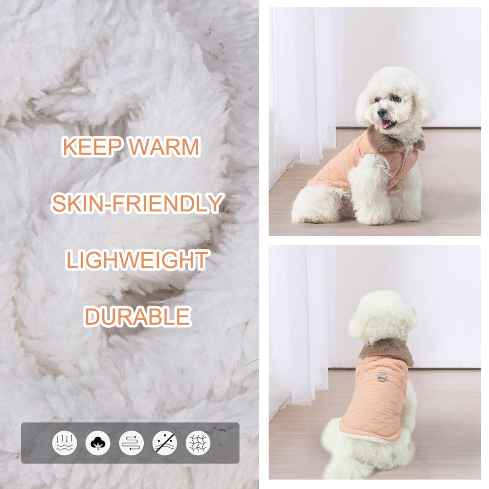 BEAUTYZOO Winter Dog Coat Pink S size chart aids fit
