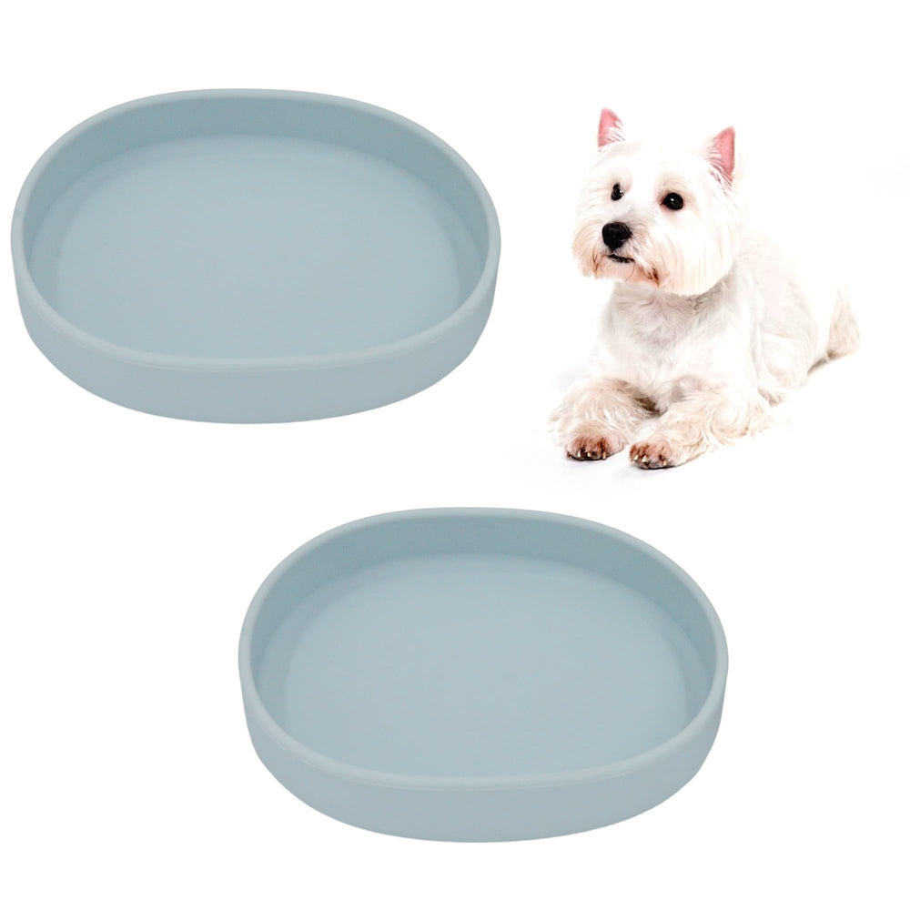 Bebeibon silicone cat bowls gray 2-pack front view for mess-free feeding.