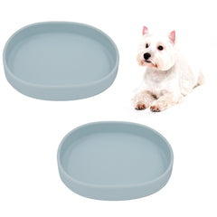 Bebeibon silicone cat bowls gray 2-pack front view for mess-free feeding.