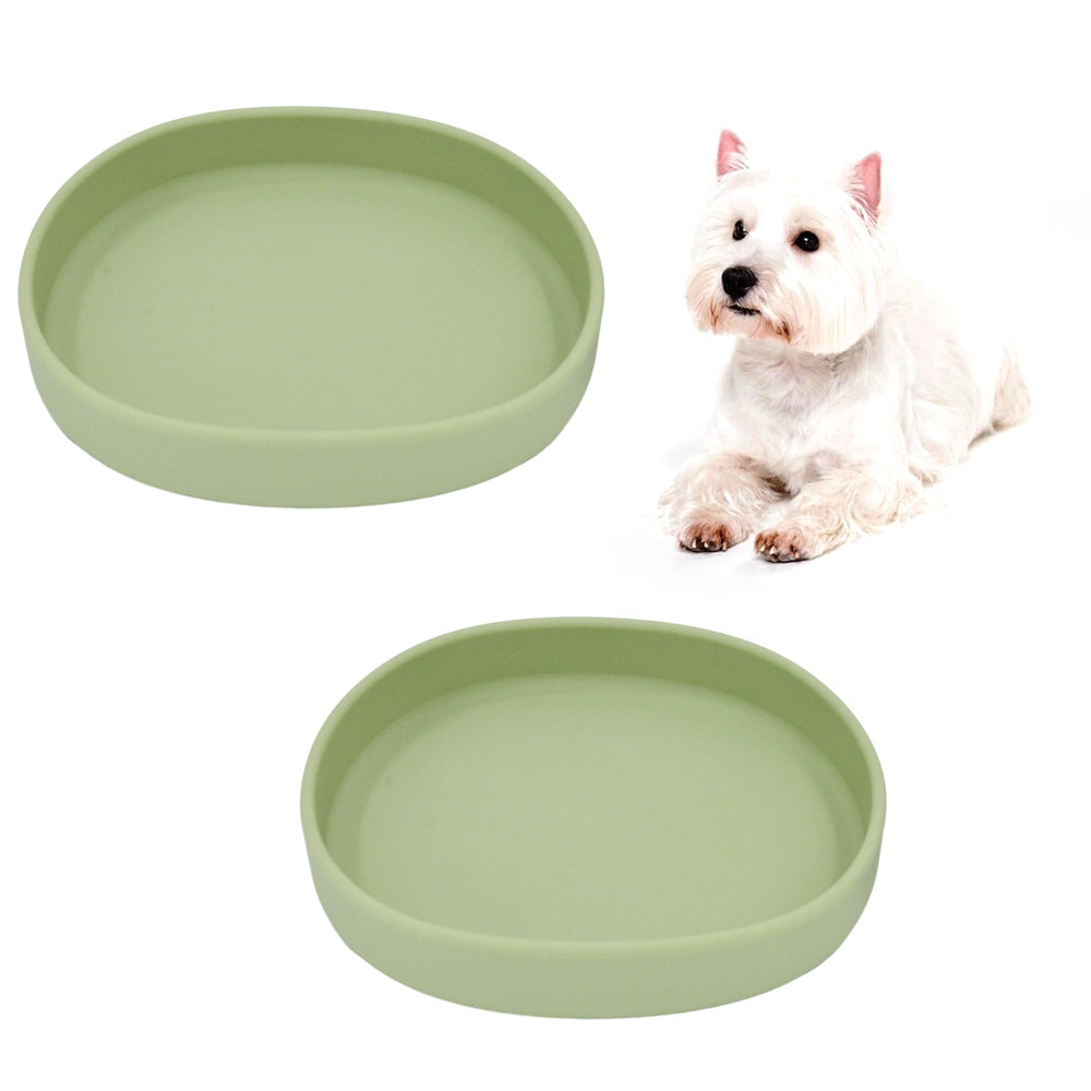 Bebeibon silicone cat-dog bowls in green with non-slip base for mess-free feeding.