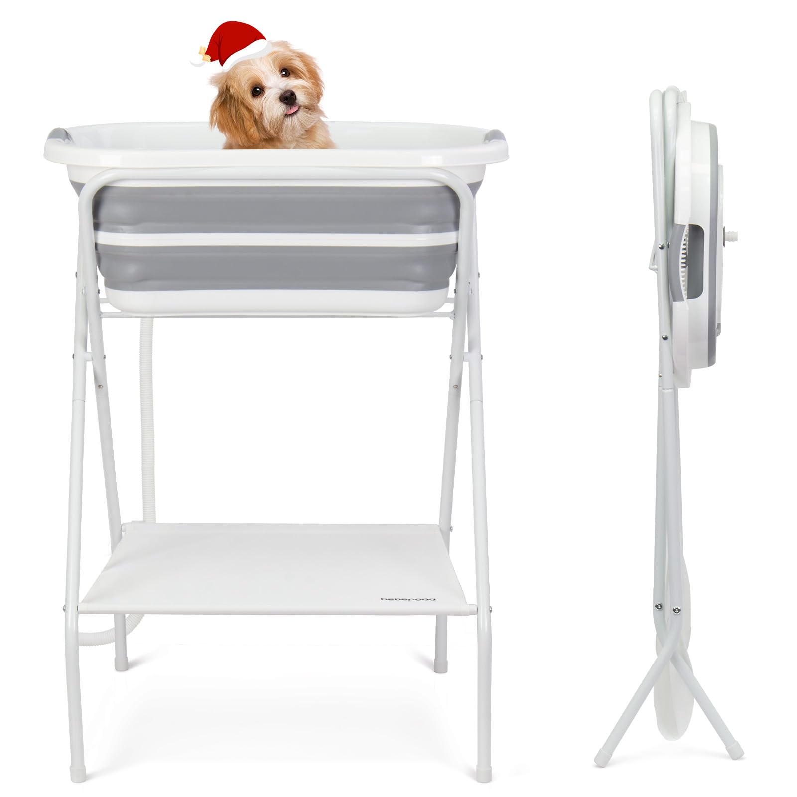 Beberoad Pets 2in1 dog bath tub folded for easy transport and compact storage.