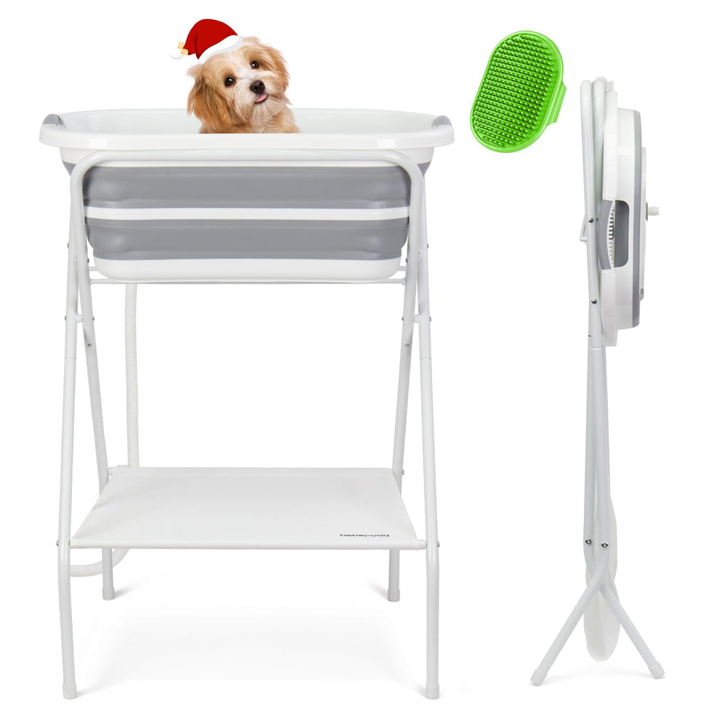 BEBEROAD PETS 2-in-1 dog bath tub setup shows easy assembly for indoor or outdoor bathing