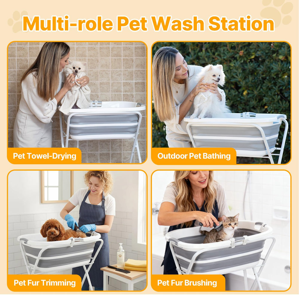 BEBEROAD PETS elevated bath-tub height supports back-friendly grooming at roughly 38 inches