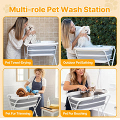Beberoad Pets foldable washing station is easy to set up indoors or outdoors.