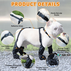 BECEMURU Winter Dog Boots adjustable-buckle secure fit for every paw.