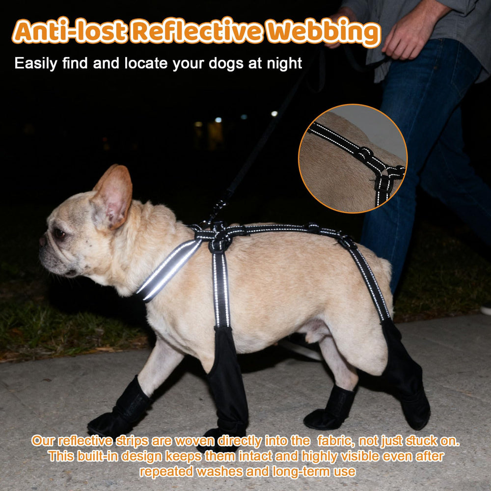 BECEMURU Winter Dog Boots magic-sticker-closure makes on-off quick.