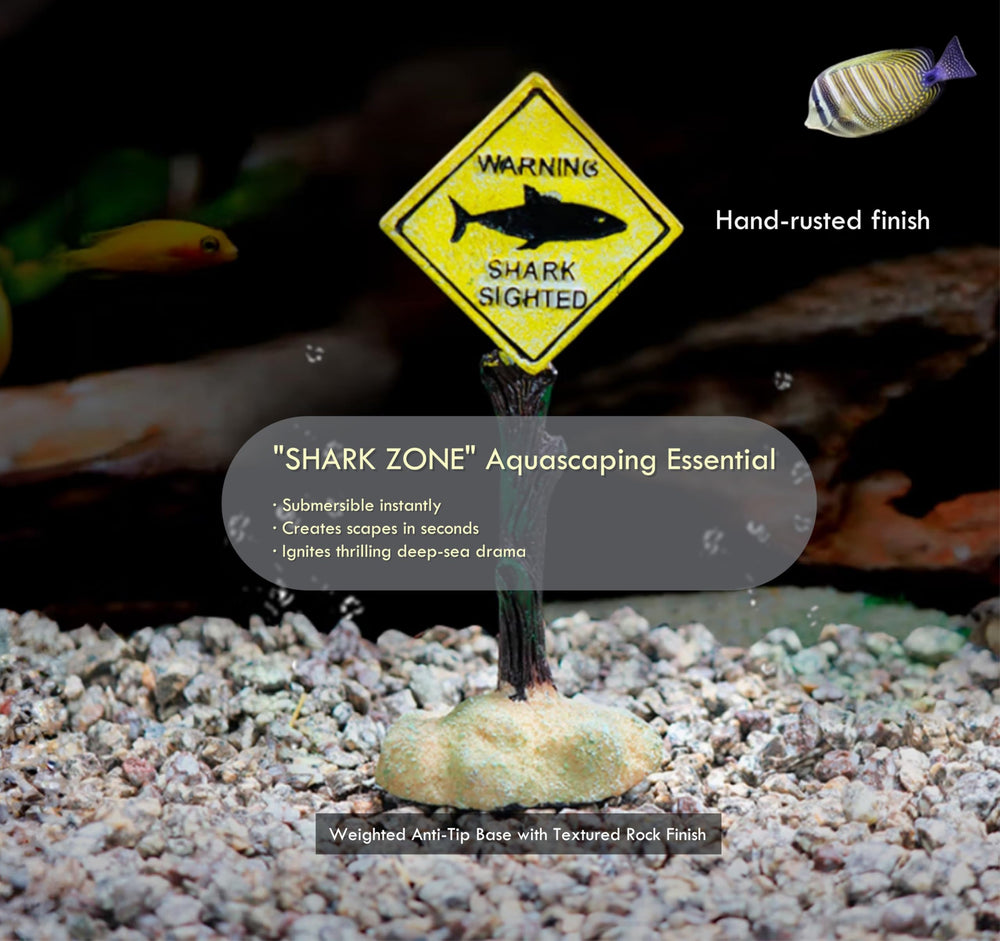 BechKCpro shark caution sign, hand-painted resin adds lifelike reef ambiance
