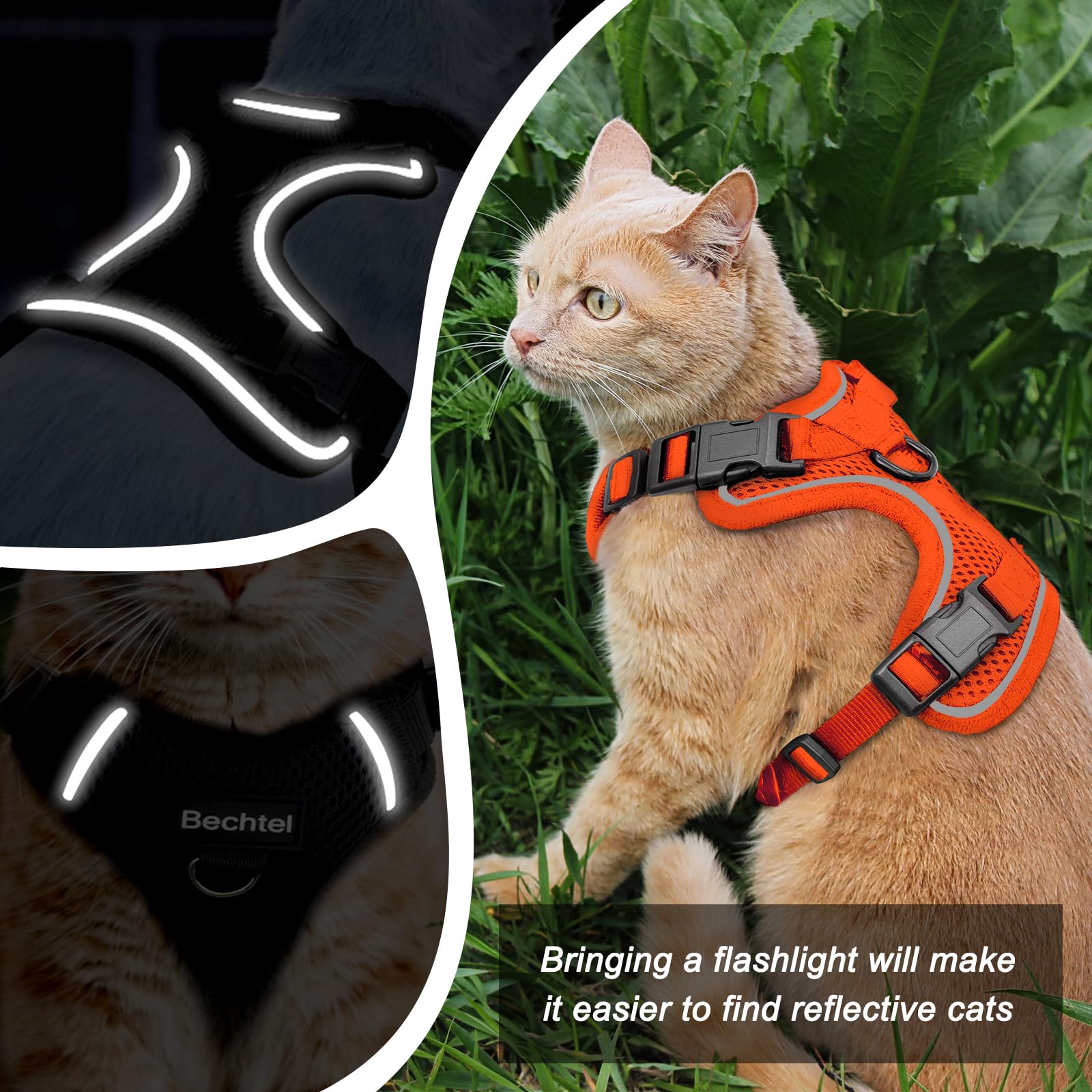 BECHTEL cat harness breathable mesh keeps cats cool during outdoor activity