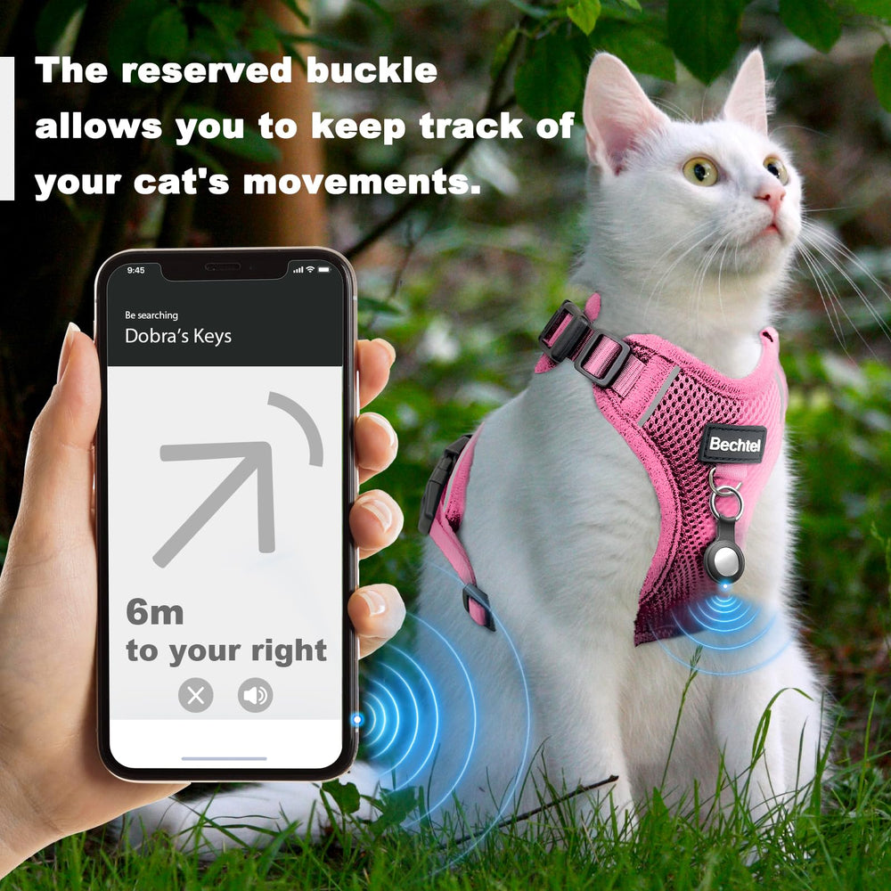 Bechtel cat harness with reflective strips boosts visibility for safety