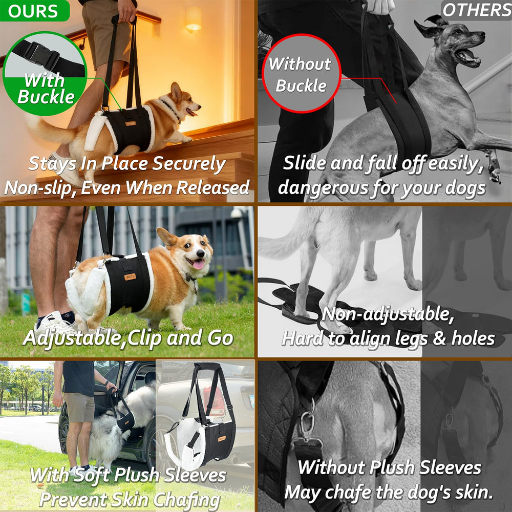 Becivi dog lift harness adjustable straps shows easy, versatile fitting for many dogs.