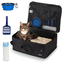 Becivi portable cat travel litter box with lid for mess-free car trips