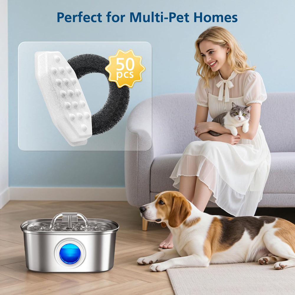 Beckacher cat fountain filters and sponges set blocks hair and debris for cleaner water.