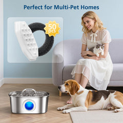 Beckacher cat fountain filters and sponges set blocks hair and debris for cleaner water.