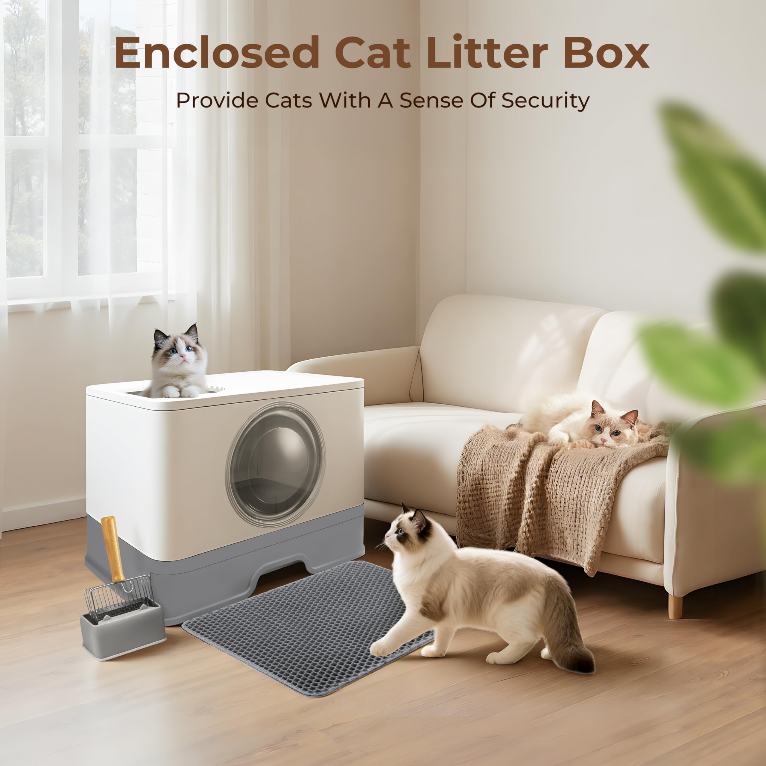 BeComfee dual-entry litter box provides front and top access for flexible cat habits.