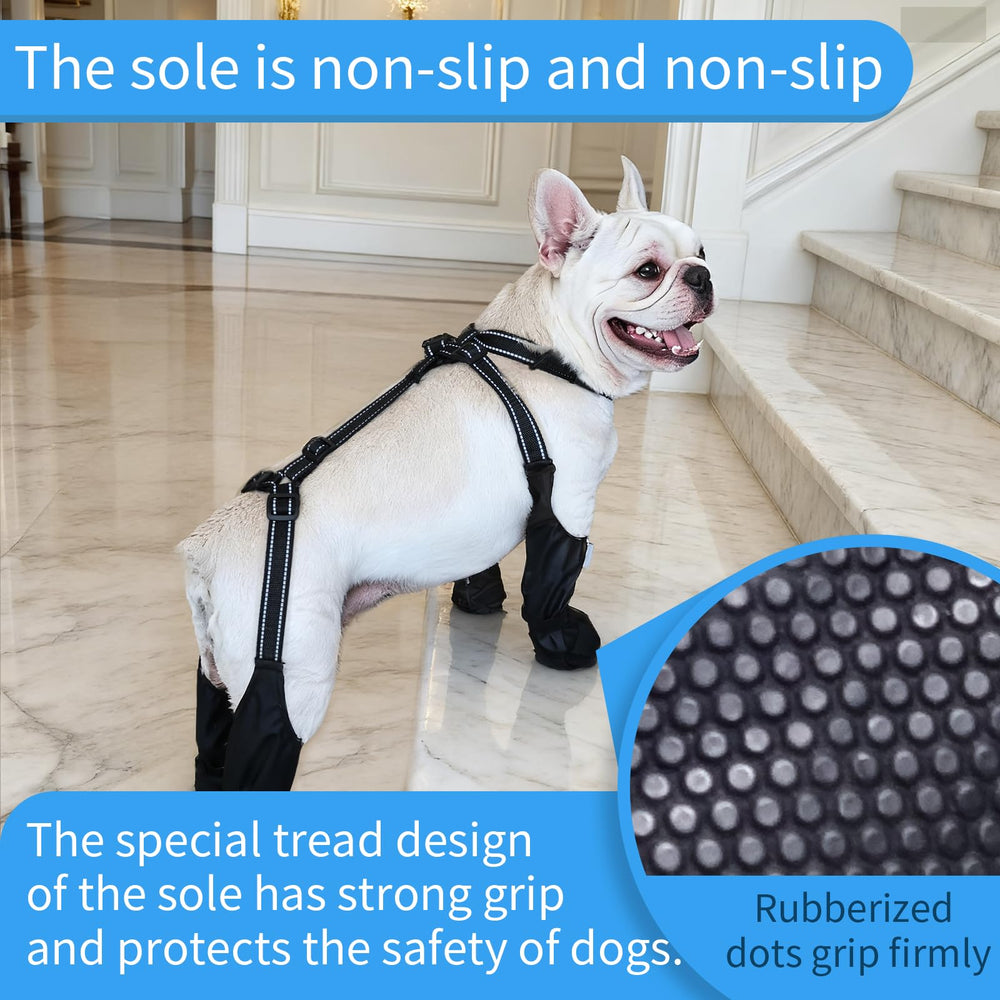 BECROWM dog boots with anti-slip soles for confident grip on wet surfaces.