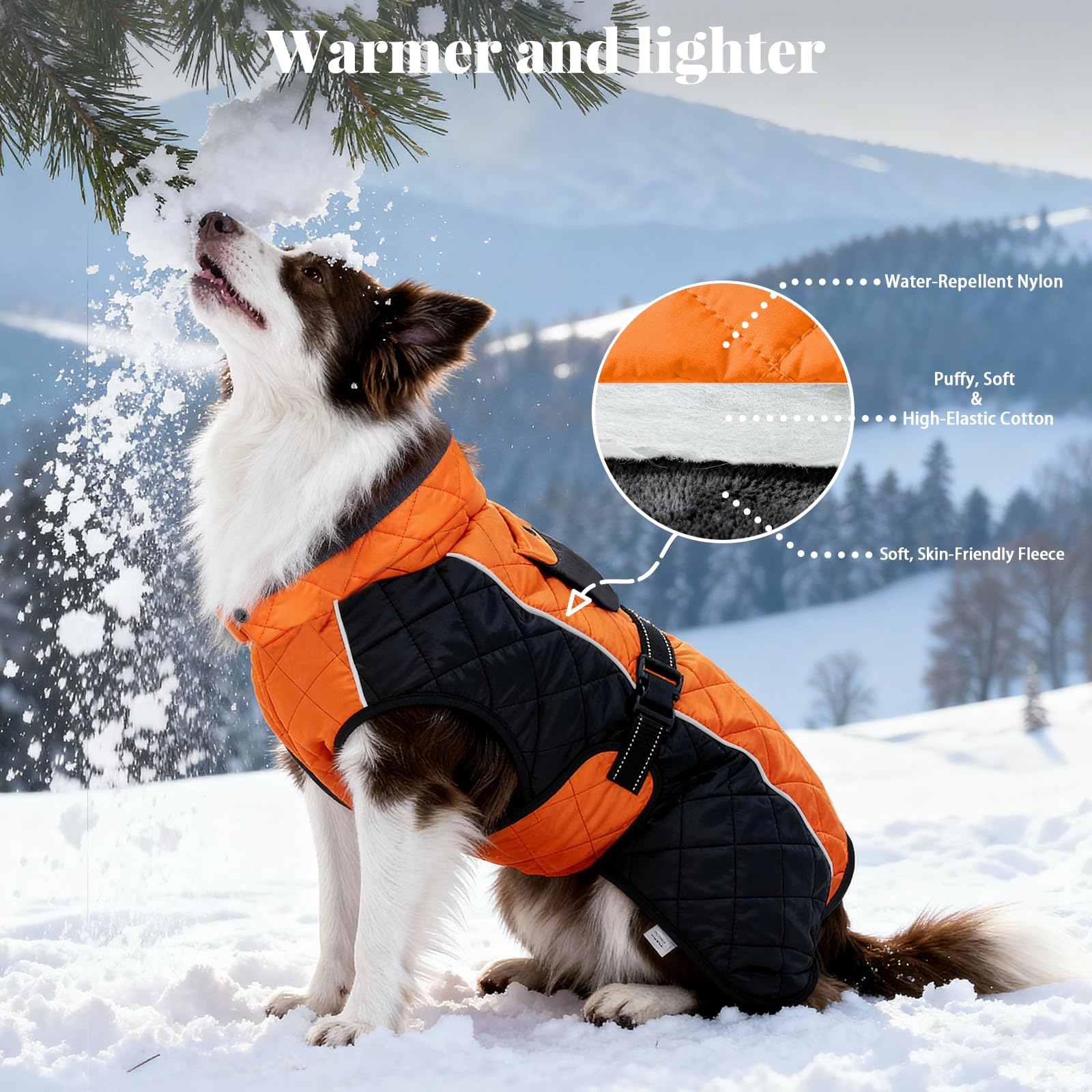 BECROWM dog coat plush-lined collar blocks wind and chafing