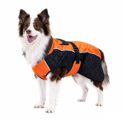 BECROWM dog coat waterproof orange XL front view for all-weather outdoors