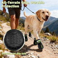 BECROWM dog shoes adjustable-straps-secure-fit ensure easy on-off.