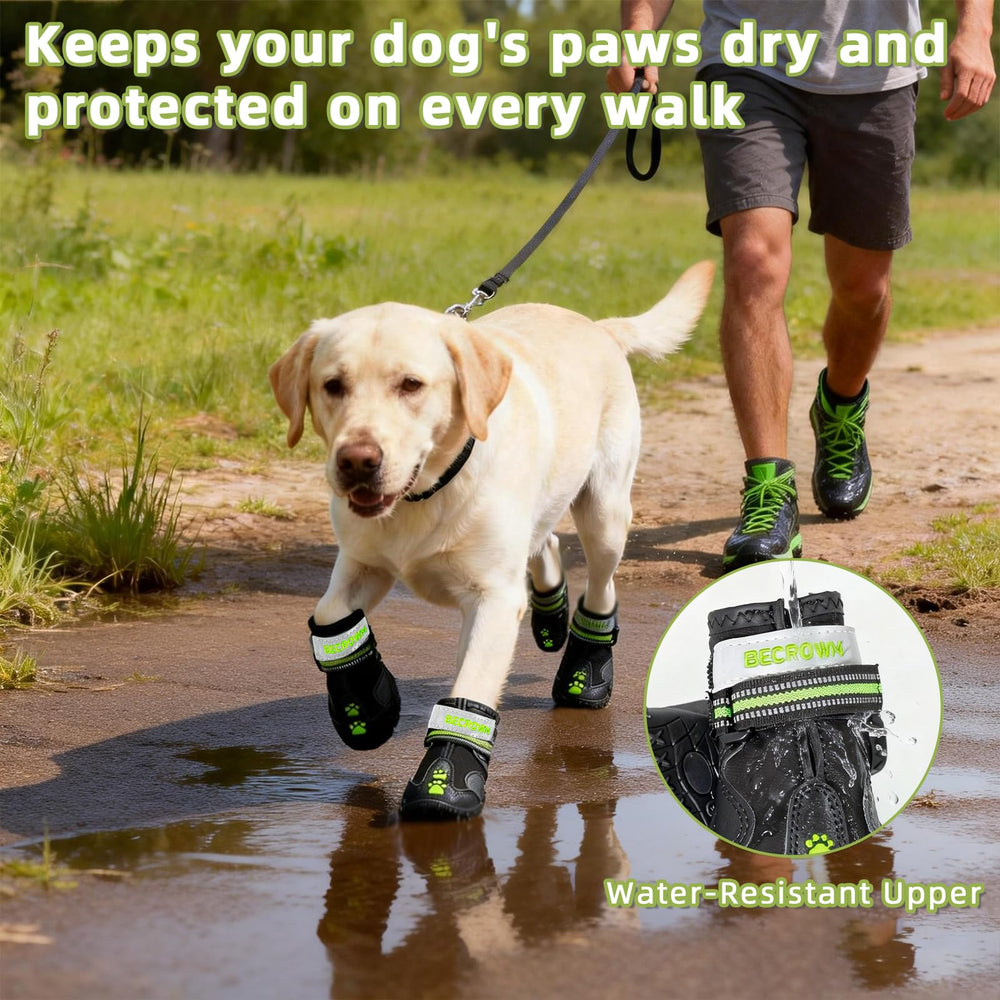 BECROWM dog shoes non-slip-sole-icy provide better traction on ice.