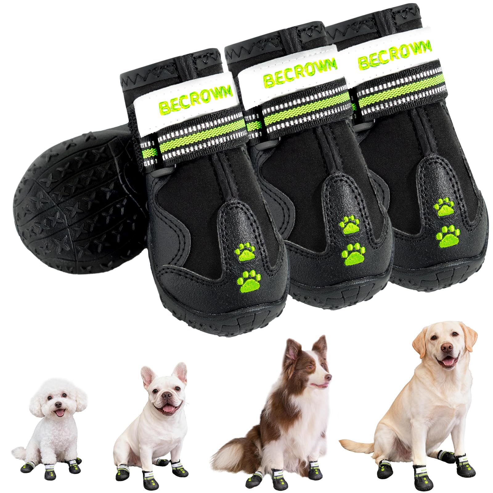 BECROWM dog shoes waterproof-winter-walks keep paws dry during snowy strolls.