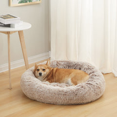 Bedfolks calming donut bed side profile highlights raised rim and neck support