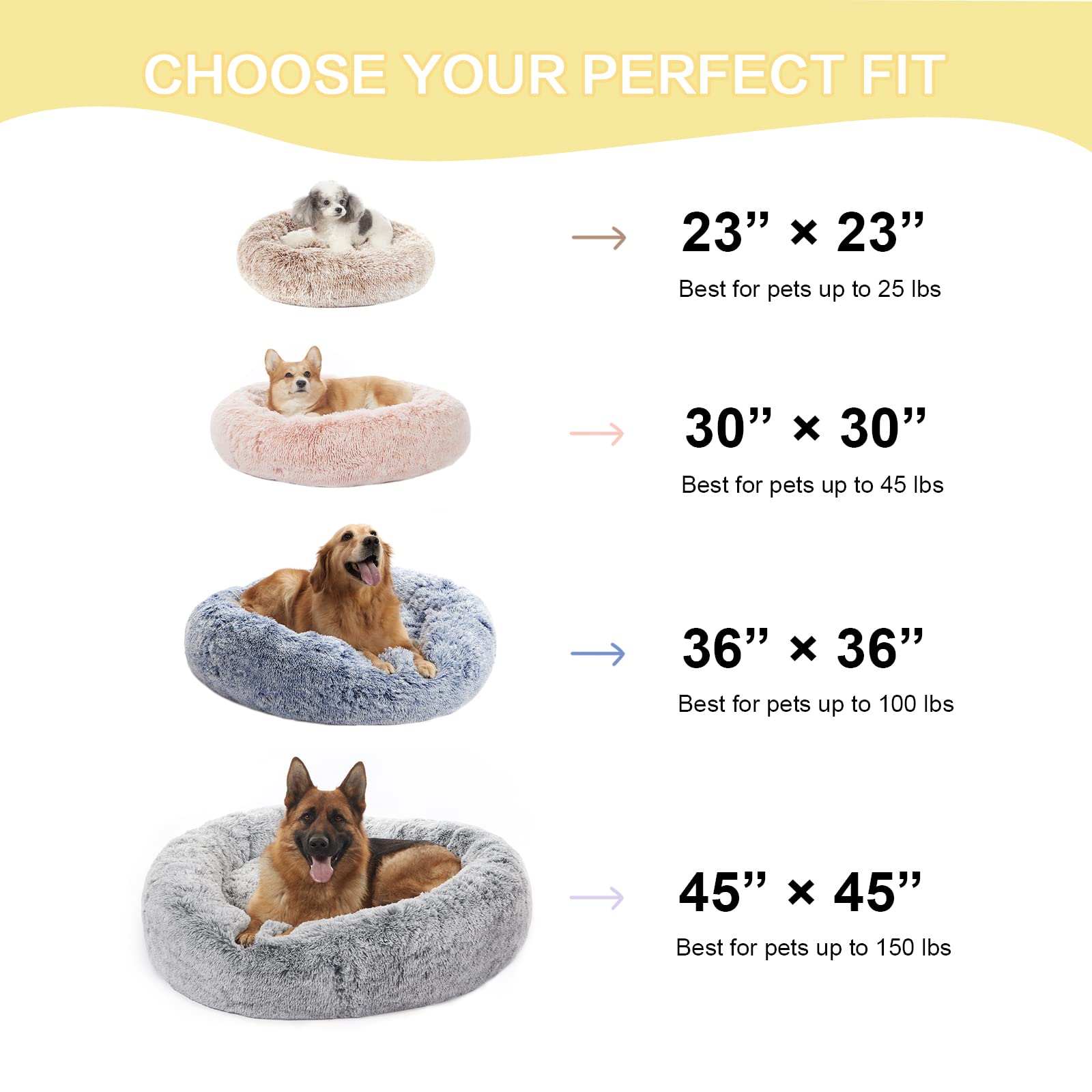 Bedfolks calming donut bed size 30-inch for medium dogs up to 45 pounds