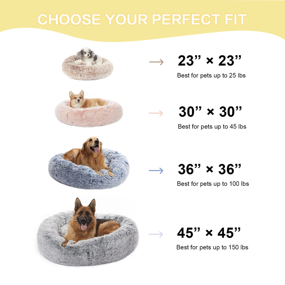 Bedfolks calming donut bed size 30-inch for medium dogs up to 45 pounds