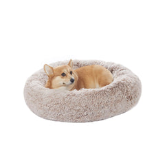 Bedfolks calming donut bed top view shows plush fur and inviting circle design for cozy naps