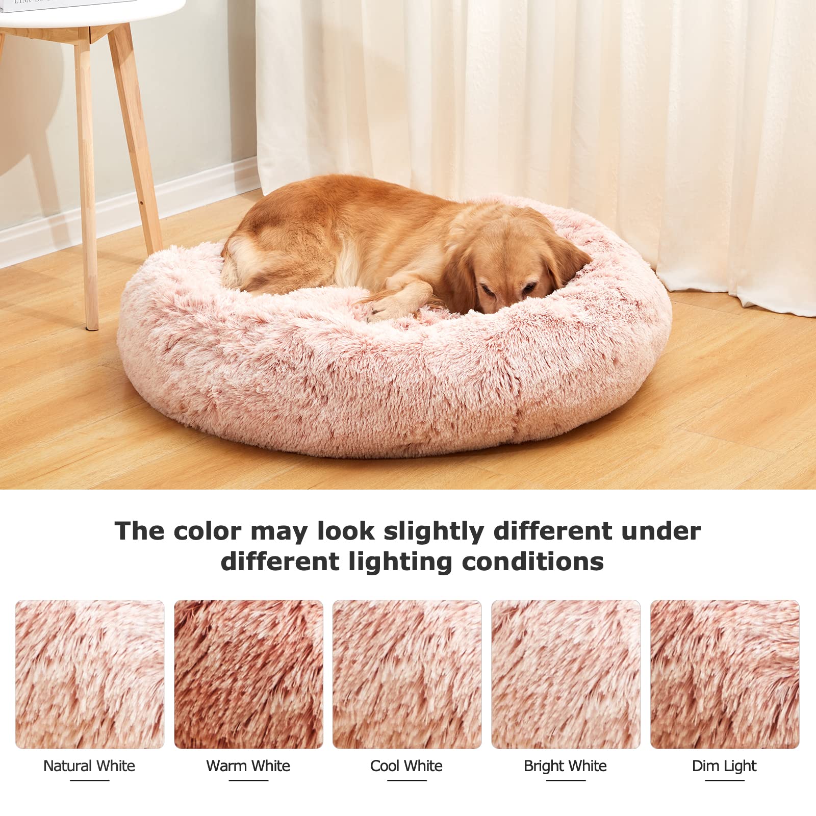 Bedfolks Calming Donut Dog Bed pink easy-care cover is machine washable