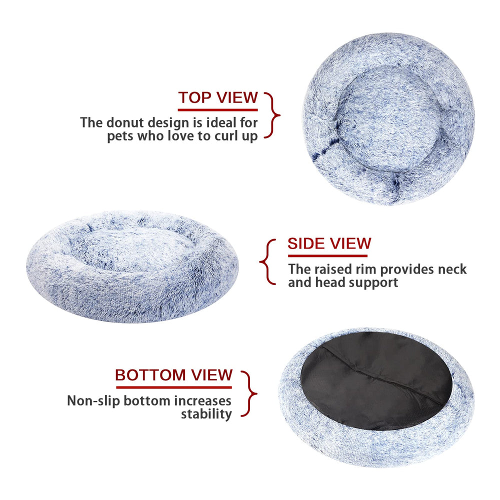 Bedfolks Calming Donut Dog Bed navy removable cushion for easy washing