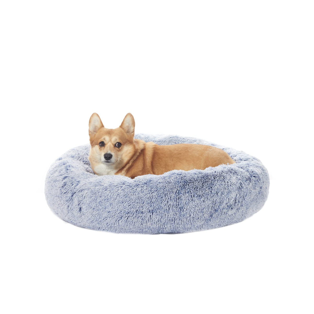 Bedfolks calming donut dog bed navy—soft plush for cozy naps.