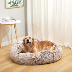 Bedfolks Calming Donut Dog Bed side view shows raised rim for neck support.